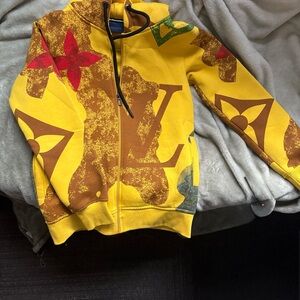 Louis Vuitton Yellow Hoodie with Graphic Accents